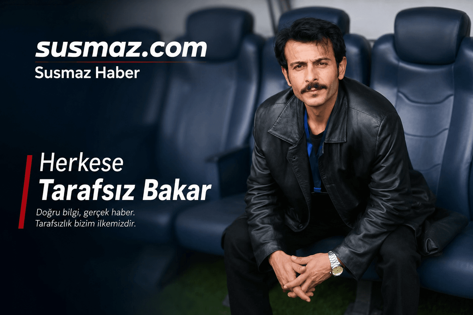 Susmaz Haber kurucusunun profesyonel portresi, Susmaz.com haber sitesi manşet görseli, tarafsız habercilik sloganı "Herkese Tarafsız Bakar".