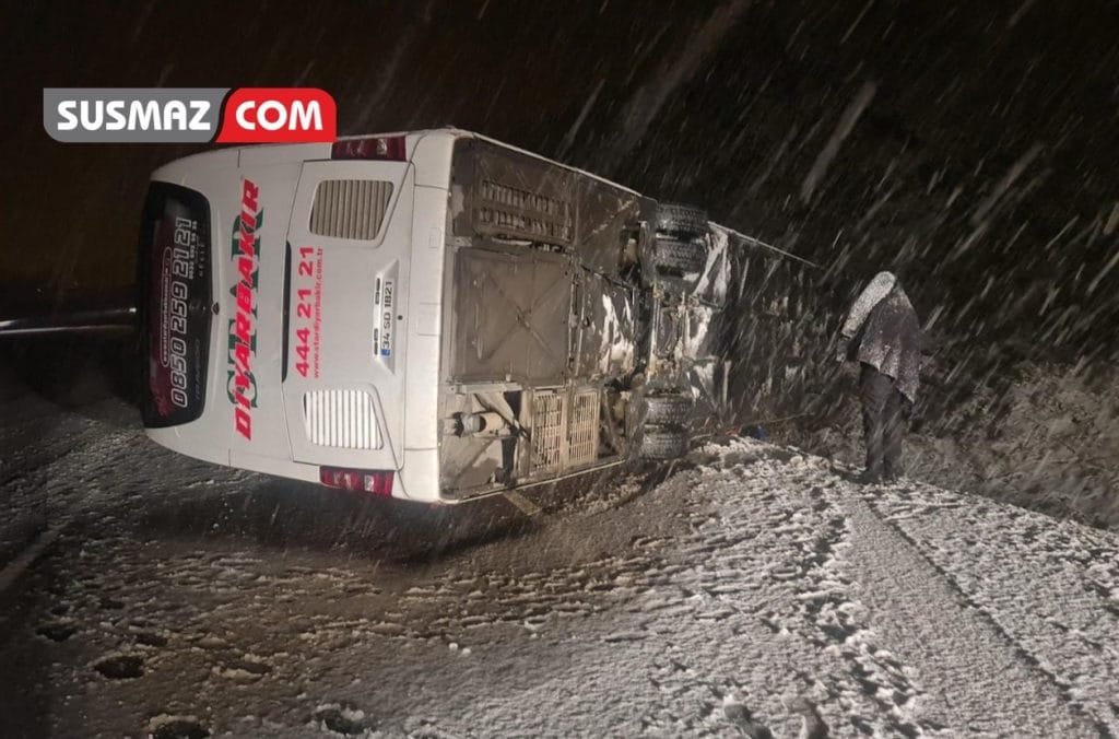 Bingöl’de Kar Yağışı Nedeniyle Yolcu Otobüsü Kaza Yaptı: 16 Yaralı