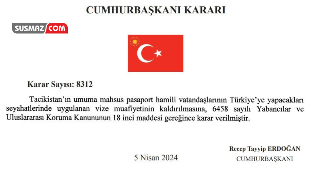 Tacikistan Vatandaşlarına Vize Serbestisi Sonlandırıldı: Ayrıntılar Susmaz.com’da!