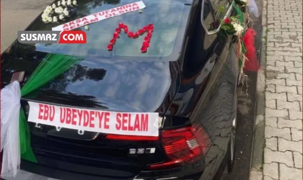 Türkiye’de Bir Çiftten Filistin’e Anlamlı Destek: Düğün Arabaları Filistin Bayrağı ve Ebu Ubeyde Mesajlarıyla Süslendi