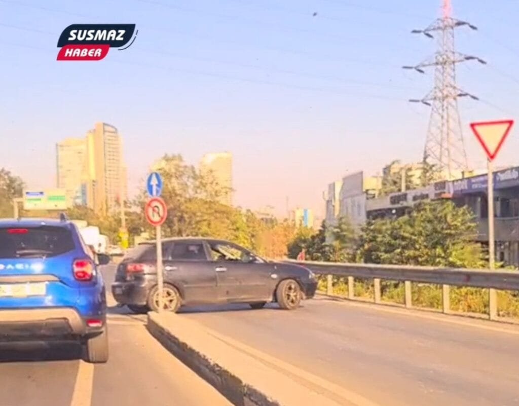 İkitelli Masko Yan Yolda Araç Ters Yöne Girdi, Vatandaş Kameraya Aldı!