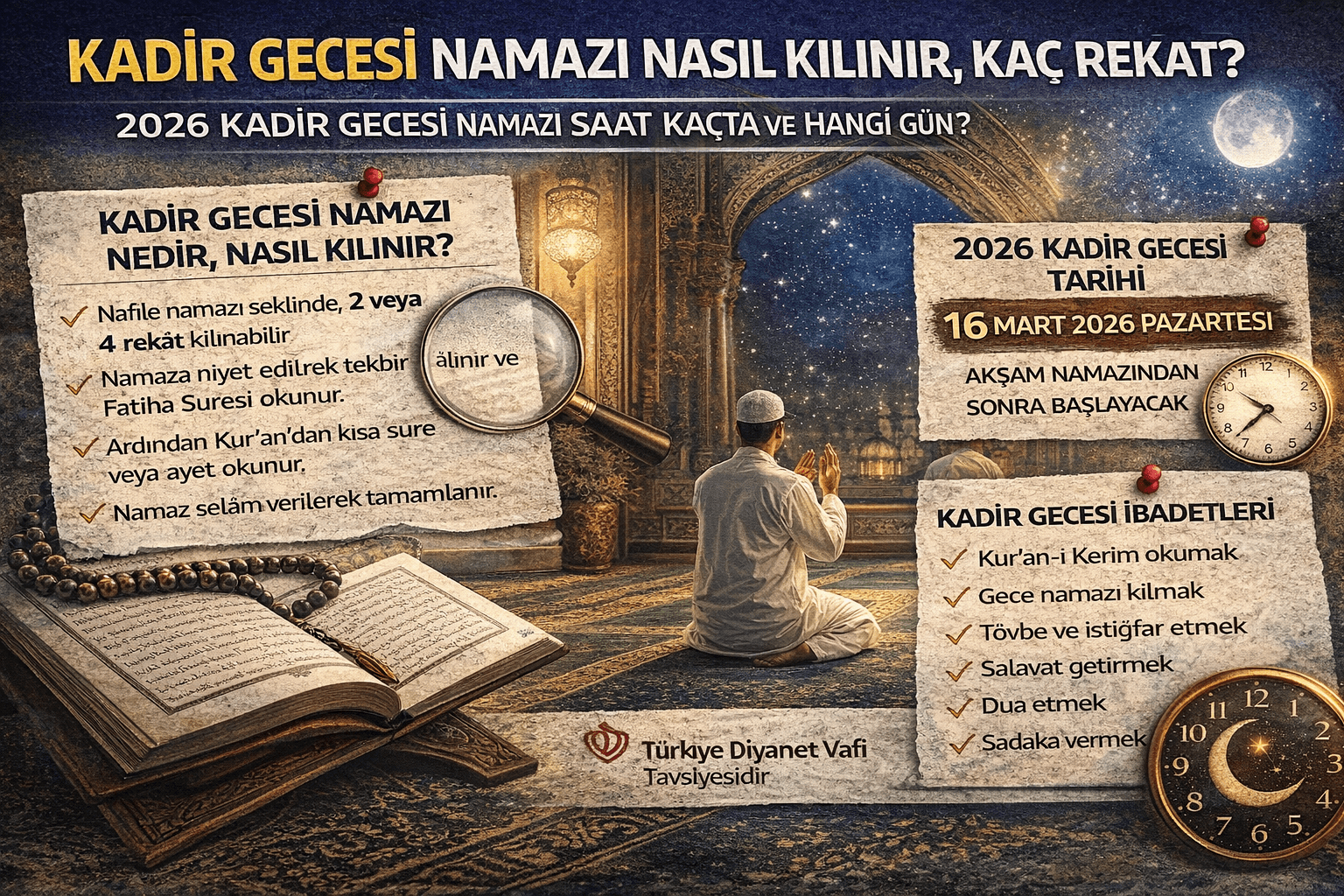 Kadir Gecesi Namazı Nasıl Kılınır, Kaç Rekat? 2026 Kadir Gecesi Namazı Saat Kaçta ve Hangi Gün?
