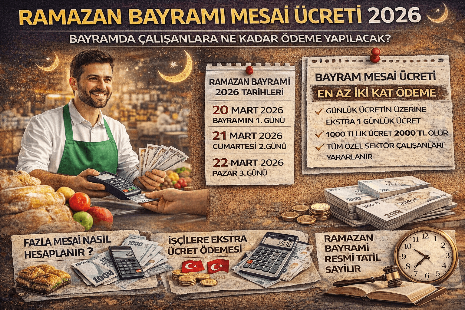 Ramazan Bayramı Mesai Ücreti 2026: Bayramda Çalışanlara Ne Kadar Ödeme Yapılacak?